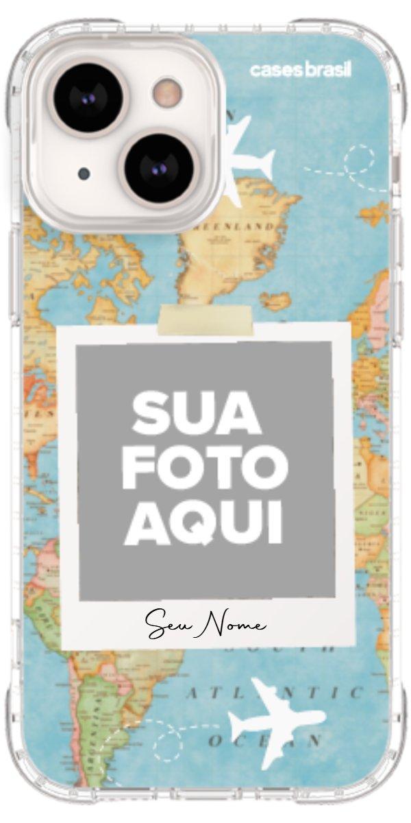 Capinha para Celular Polaroid Mapa Mundi