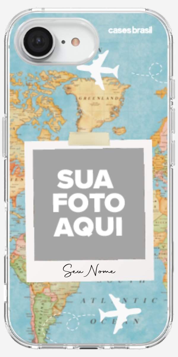 Capinha para Celular Polaroid Mapa Mundi