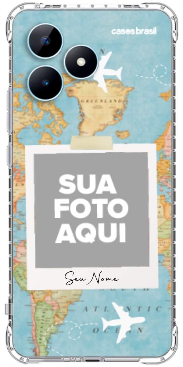 Capinha para Celular Polaroid Mapa Mundi