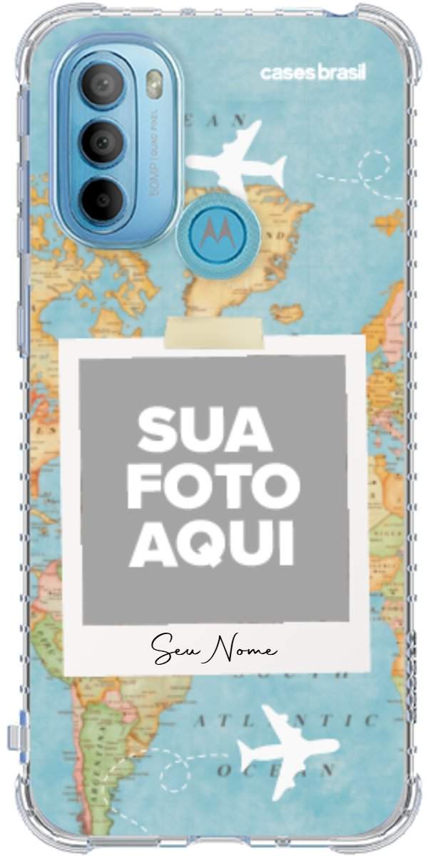 Capinha para Celular Polaroid Mapa Mundi