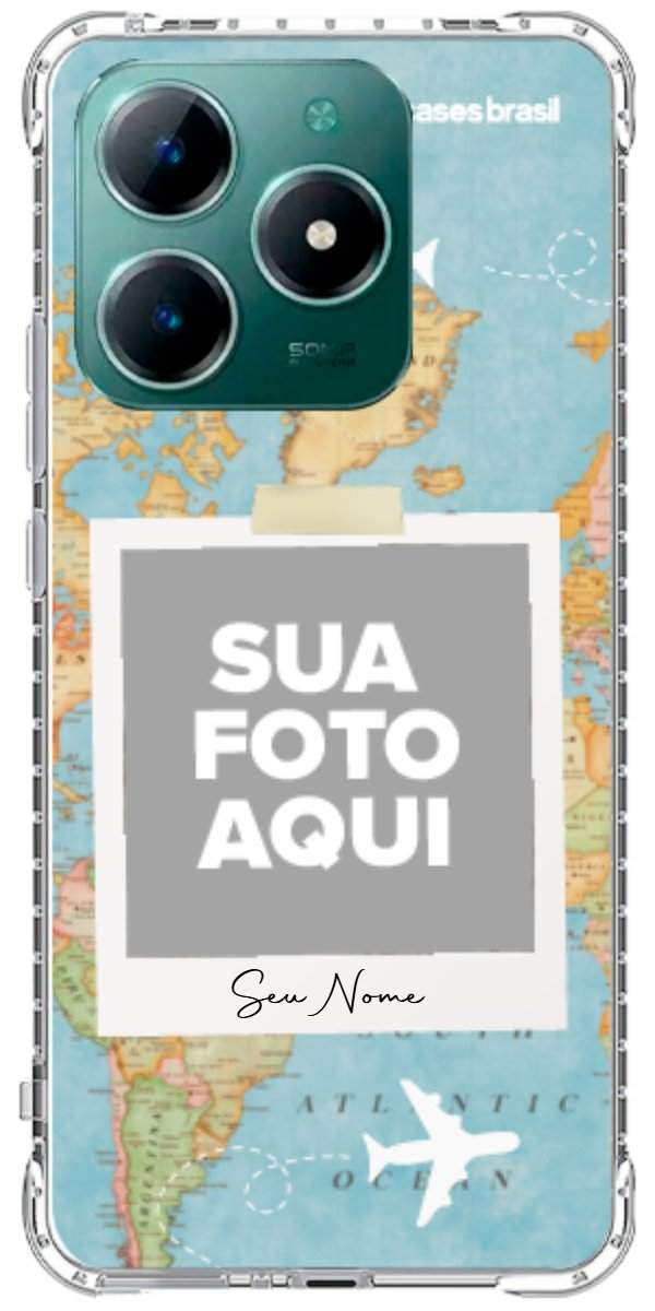 Capinha para Celular Polaroid Mapa Mundi