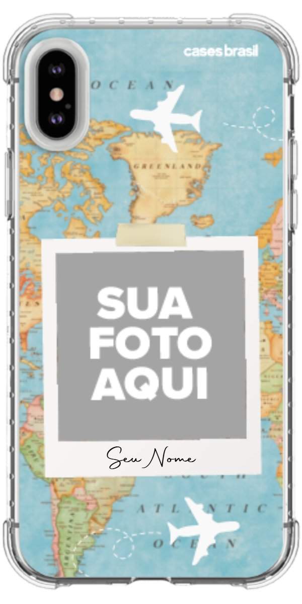 Capinha para Celular Polaroid Mapa Mundi