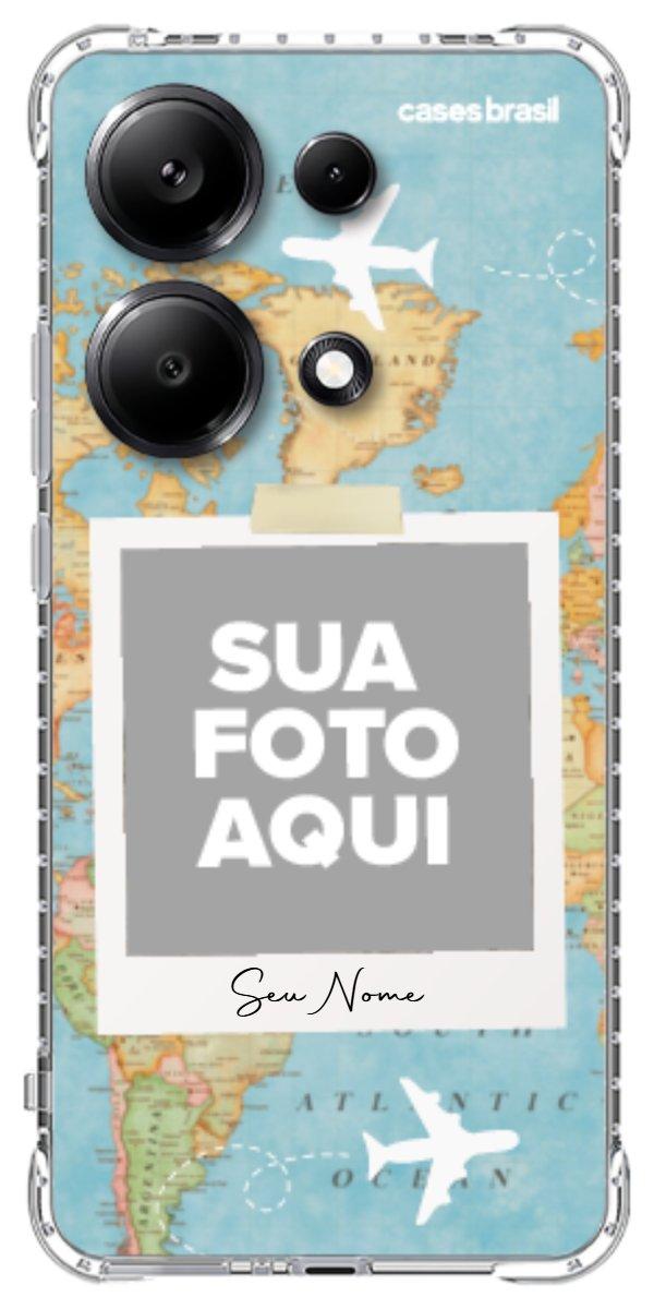 Capinha para Celular Polaroid Mapa Mundi