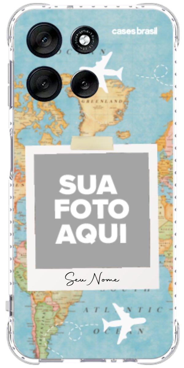 Capinha para Celular Polaroid Mapa Mundi