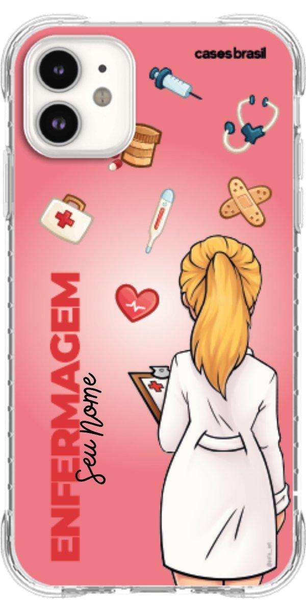 Capinha para celular Enfermagem - Boneca Profissão Com Fundo