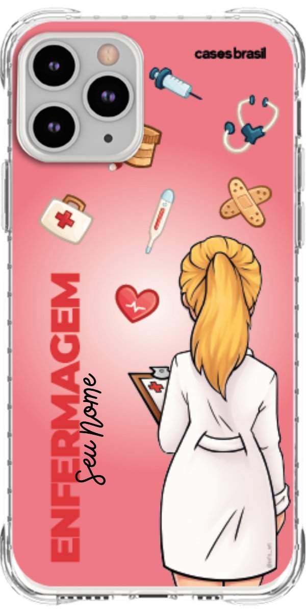 Capinha para celular Enfermagem - Boneca Profissão Com Fundo