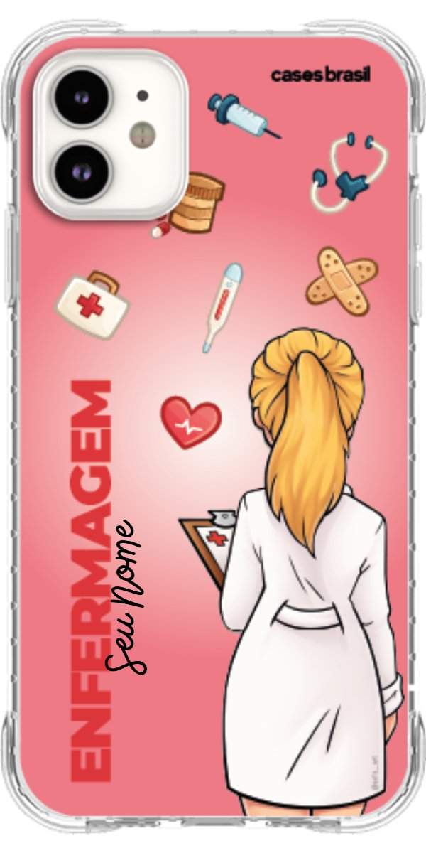 Capinha para celular Enfermagem - Boneca Profissão Com Fundo