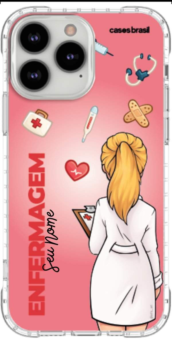 Capinha para celular Enfermagem - Boneca Profissão Com Fundo