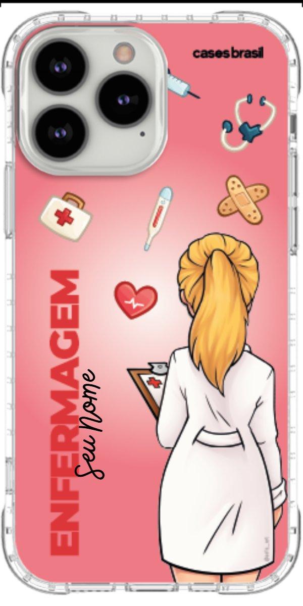 Capinha para celular Enfermagem - Boneca Profissão Com Fundo