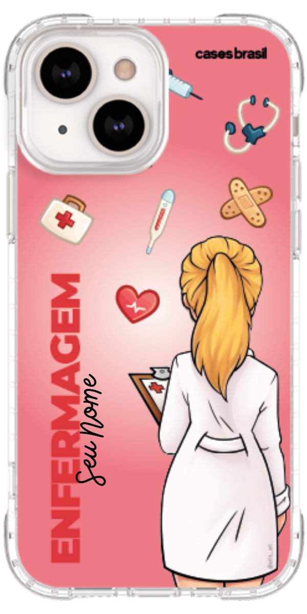 Capinha para celular Enfermagem - Boneca Profissão Com Fundo