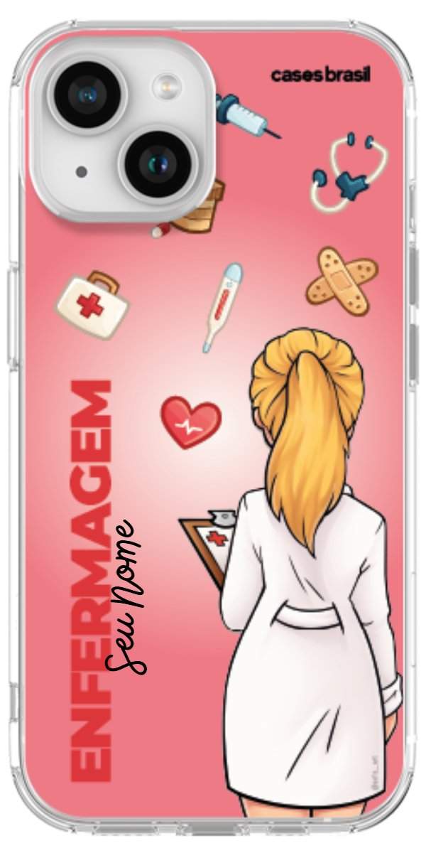 Capinha para celular Enfermagem - Boneca Profissão Com Fundo