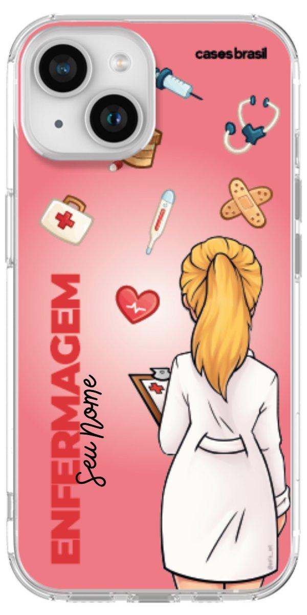 Capinha para celular Enfermagem - Boneca Profissão Com Fundo