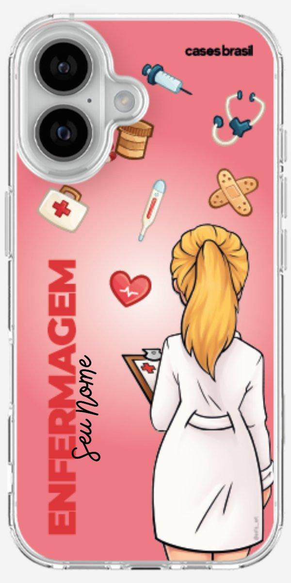 Capinha para celular Enfermagem - Boneca Profissão Com Fundo