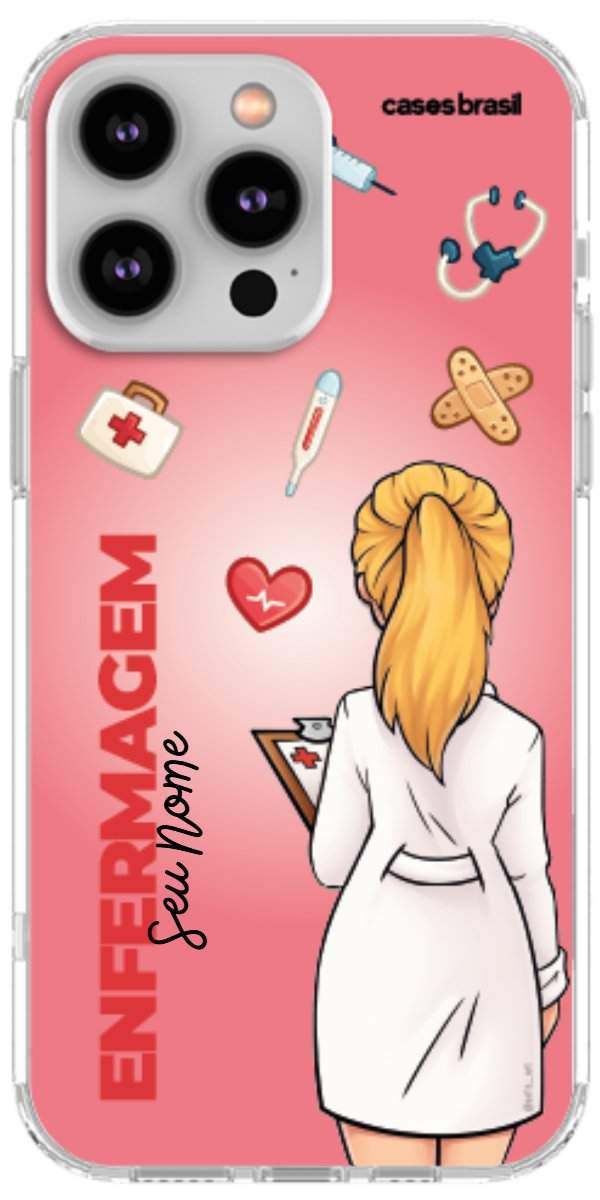 Capinha para celular Enfermagem - Boneca Profissão Com Fundo