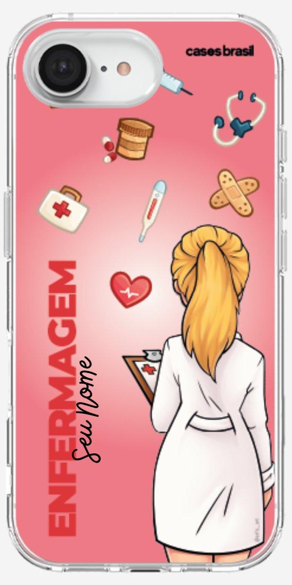 Capinha para celular Enfermagem - Boneca Profissão Com Fundo