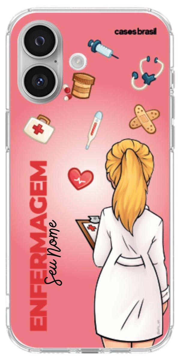 Capinha para celular Enfermagem - Boneca Profissão Com Fundo