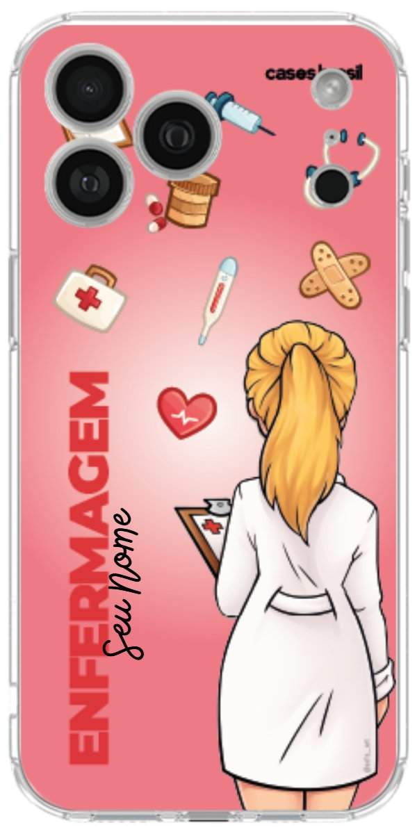 Capinha para celular Enfermagem - Boneca Profissão Com Fundo
