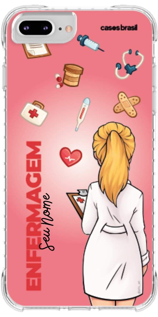 Capinha para celular Enfermagem - Boneca Profissão Com Fundo