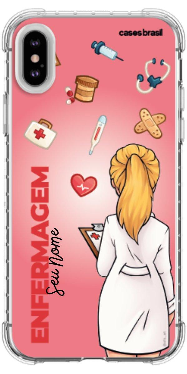 Capinha para celular Enfermagem - Boneca Profissão Com Fundo