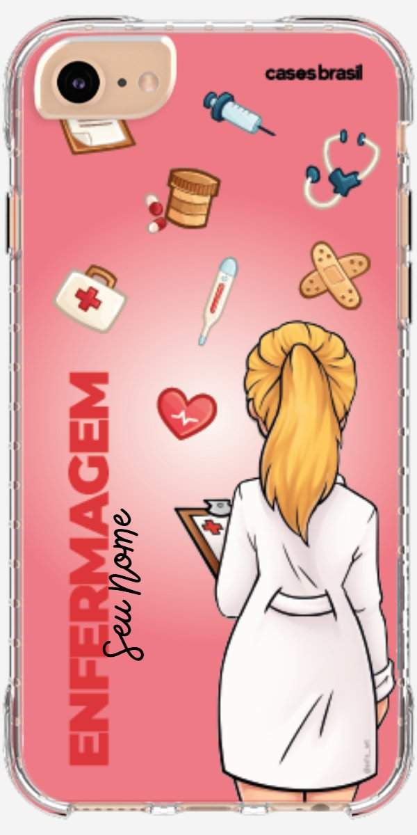 Capinha para celular Enfermagem - Boneca Profissão Com Fundo