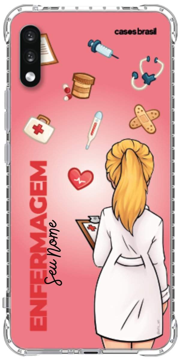 Capinha para celular Enfermagem - Boneca Profissão Com Fundo