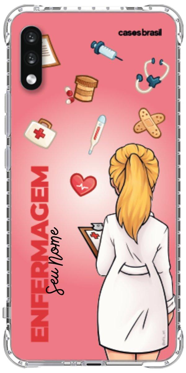 Capinha para celular Enfermagem - Boneca Profissão Com Fundo