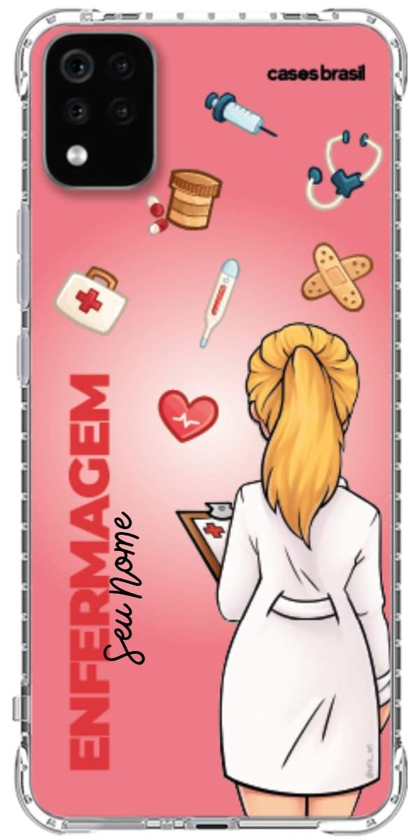 Capinha para celular Enfermagem - Boneca Profissão Com Fundo