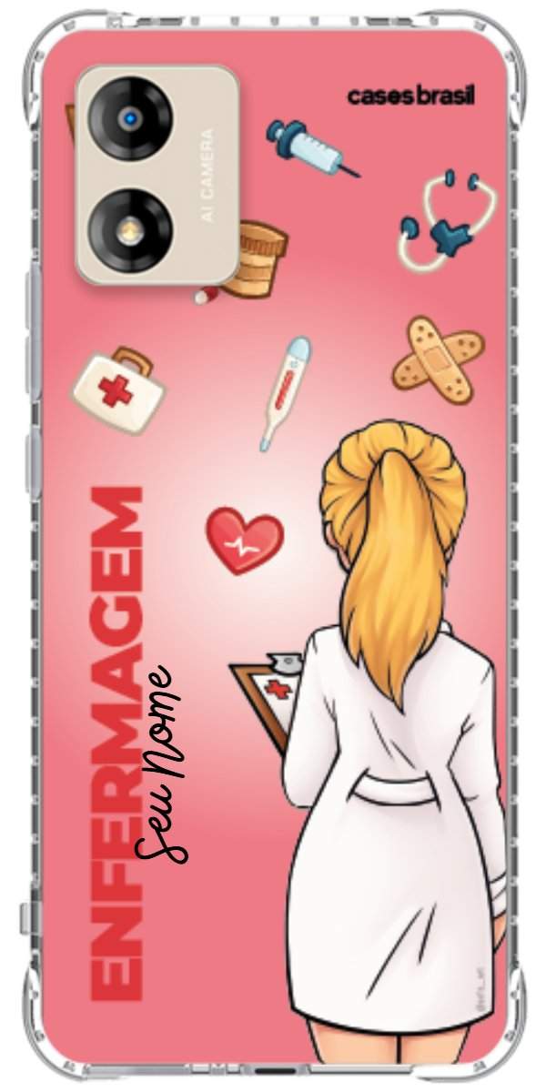 Capinha para celular Enfermagem - Boneca Profissão Com Fundo