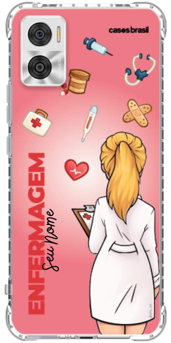 Capinha para celular Enfermagem - Boneca Profissão Com Fundo