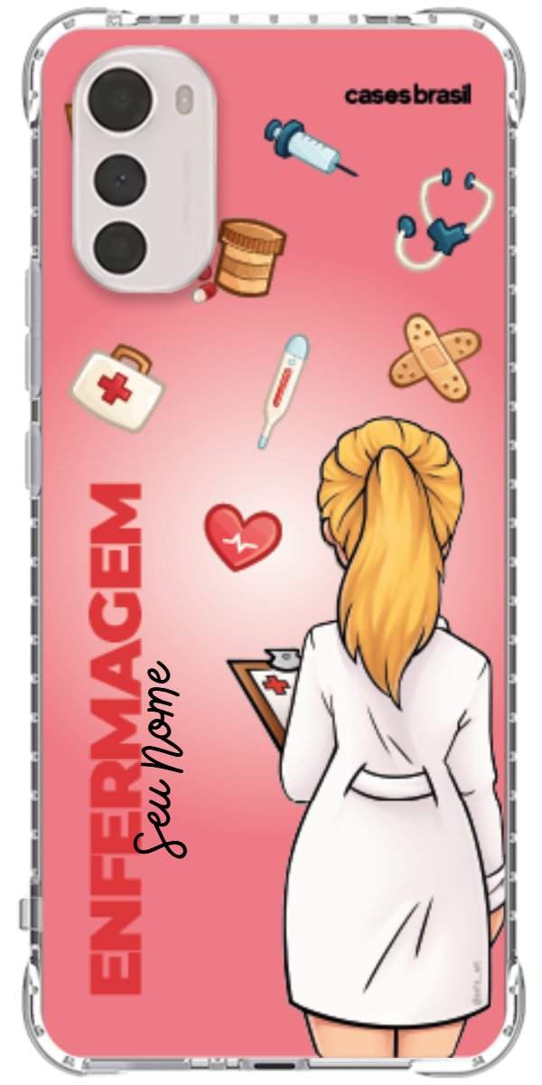 Capinha para celular Enfermagem - Boneca Profissão Com Fundo