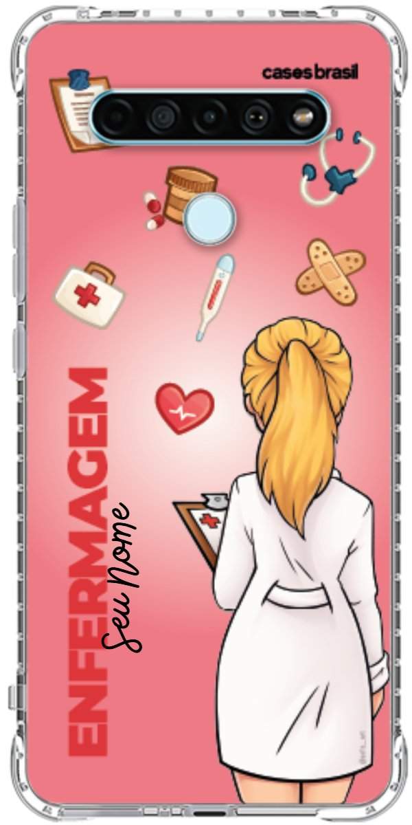 Capinha para celular Enfermagem - Boneca Profissão Com Fundo