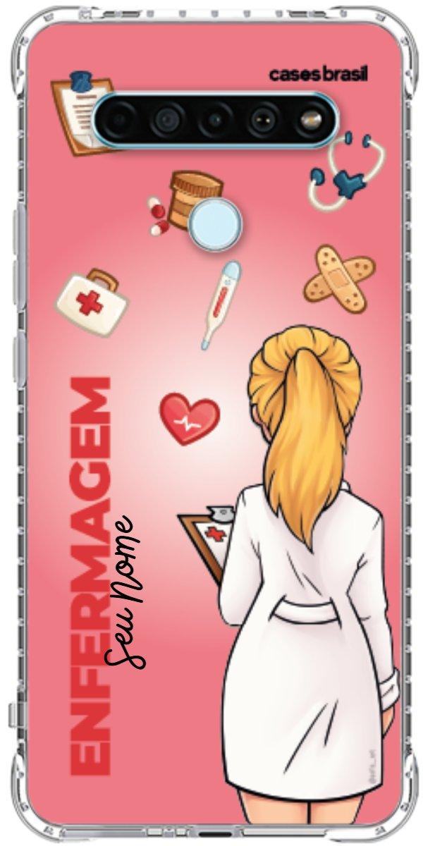 Capinha para celular Enfermagem - Boneca Profissão Com Fundo