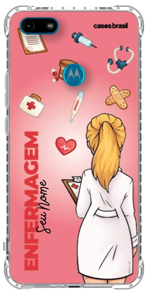 Capinha para celular Enfermagem - Boneca Profissão Com Fundo
