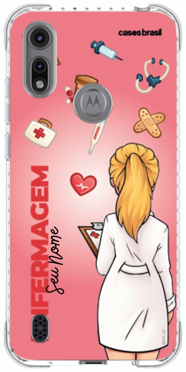 Capinha para celular Enfermagem - Boneca Profissão Com Fundo