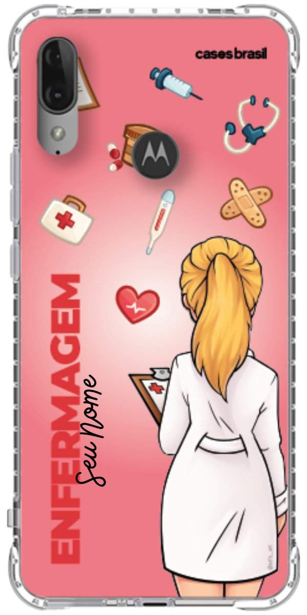 Capinha para celular Enfermagem - Boneca Profissão Com Fundo