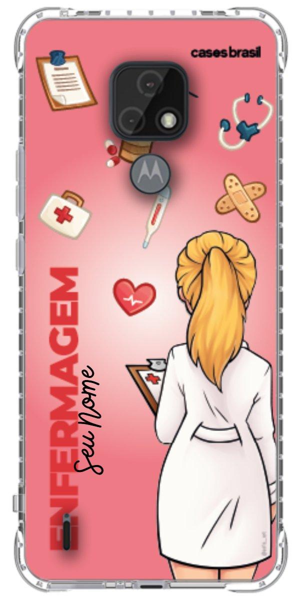 Capinha para celular Enfermagem - Boneca Profissão Com Fundo