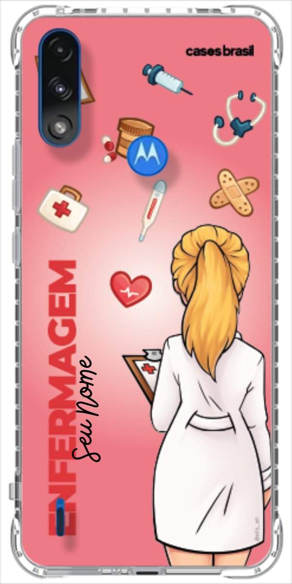 Capinha para celular Enfermagem - Boneca Profissão Com Fundo