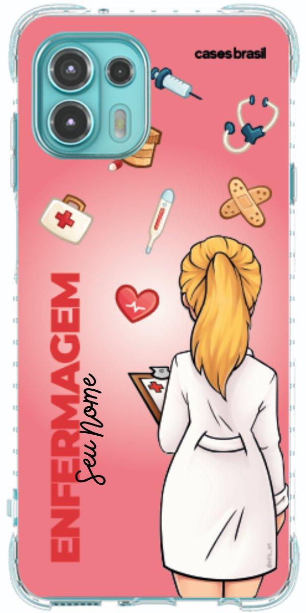 Capinha para celular Enfermagem - Boneca Profissão Com Fundo