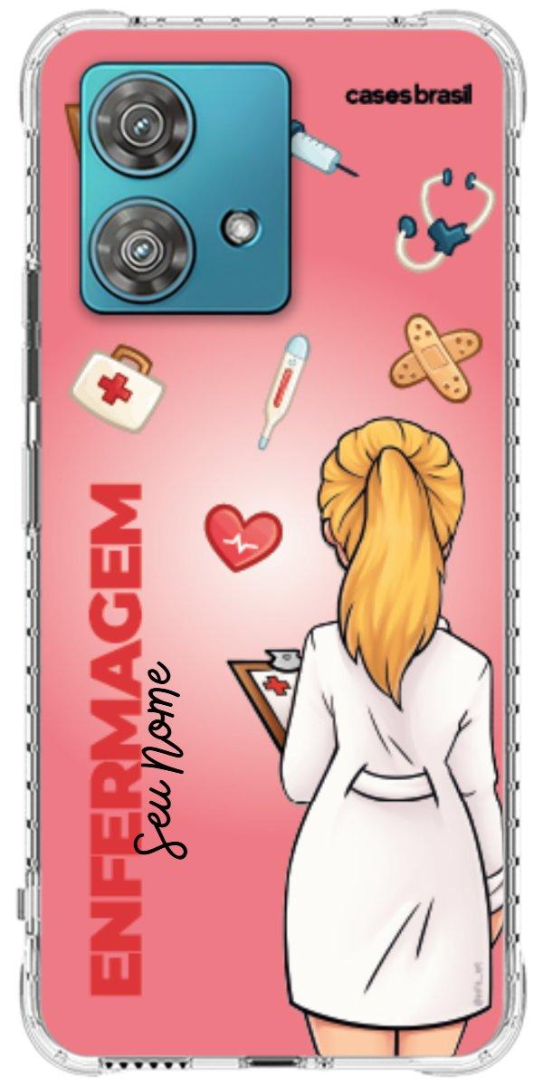Capinha para celular Enfermagem - Boneca Profissão Com Fundo