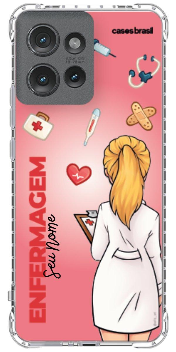 Capinha para celular Enfermagem - Boneca Profissão Com Fundo