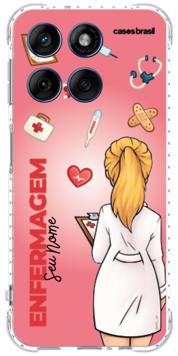 Capinha para celular Enfermagem - Boneca Profissão Com Fundo