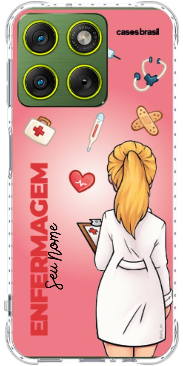 Capinha para celular Enfermagem - Boneca Profissão Com Fundo