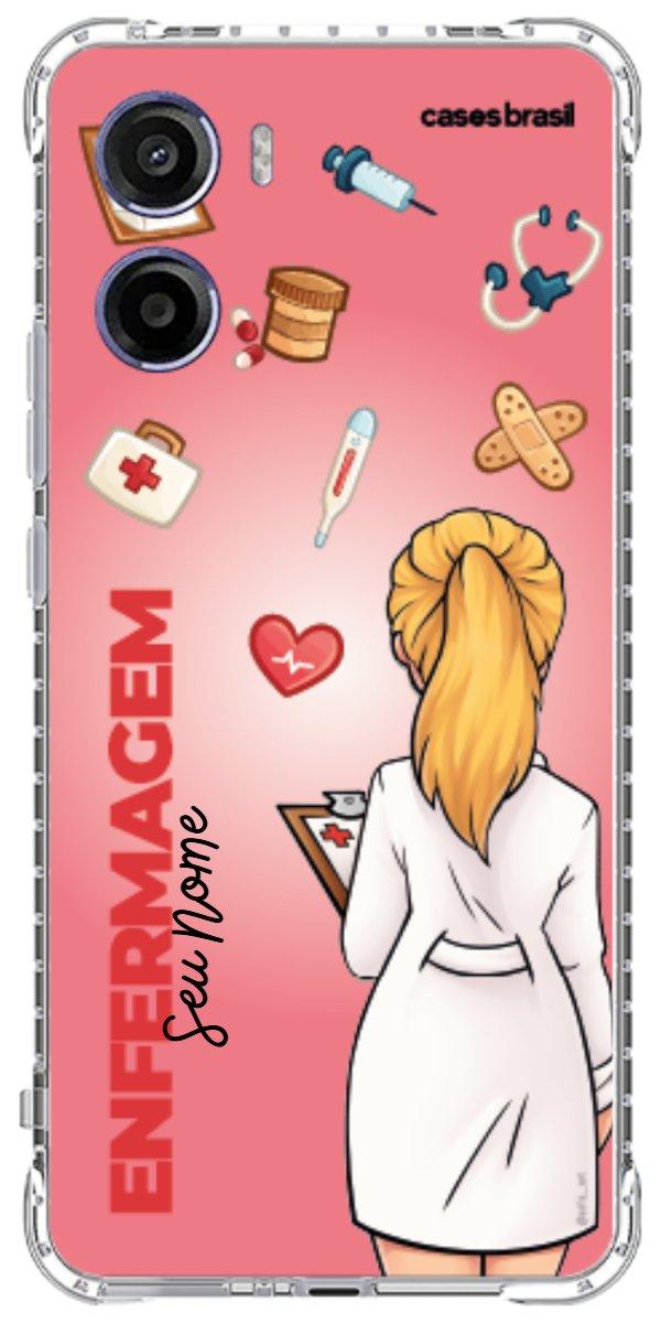 Capinha para celular Enfermagem - Boneca Profissão Com Fundo