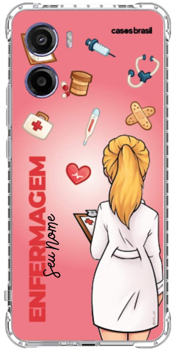 Capinha para celular Enfermagem - Boneca Profissão Com Fundo