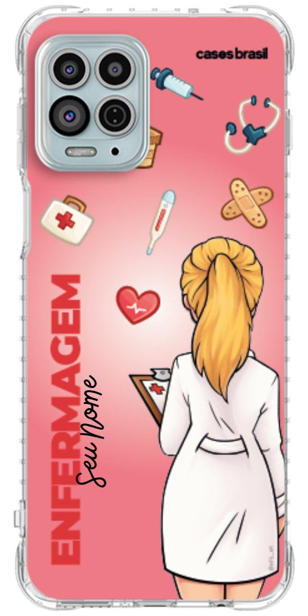 Capinha para celular Enfermagem - Boneca Profissão Com Fundo