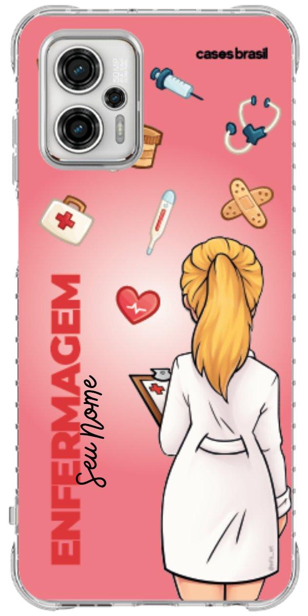 Capinha para celular Enfermagem - Boneca Profissão Com Fundo