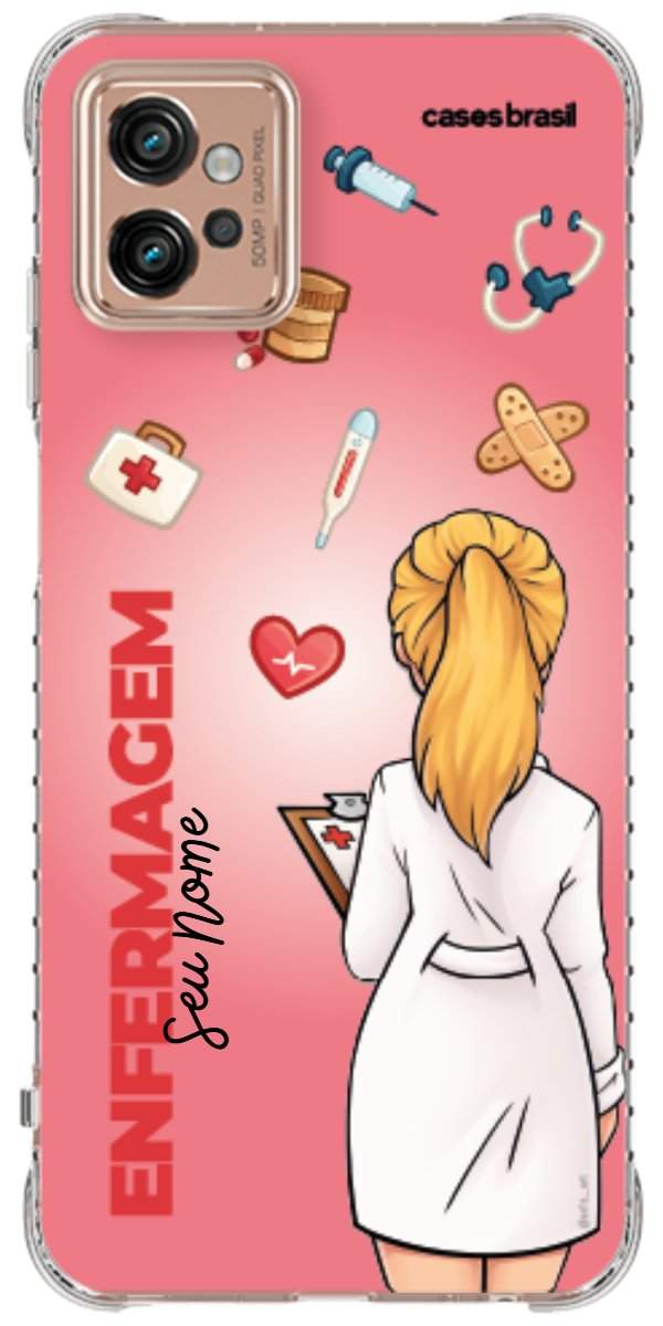 Capinha para celular Enfermagem - Boneca Profissão Com Fundo