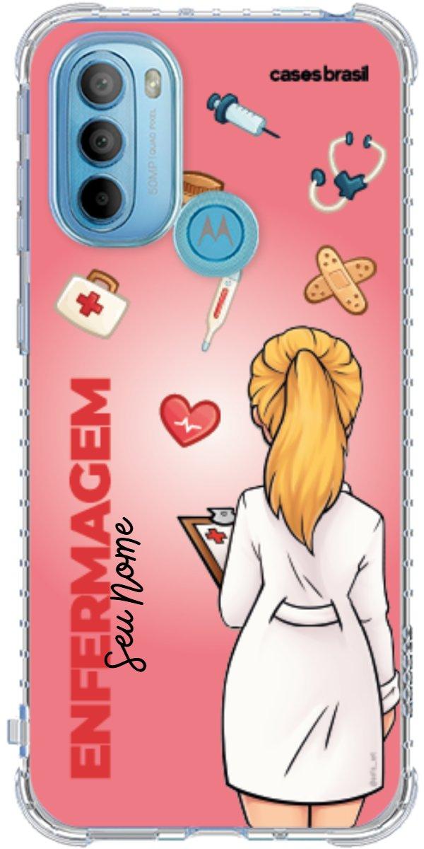 Capinha para celular Enfermagem - Boneca Profissão Com Fundo