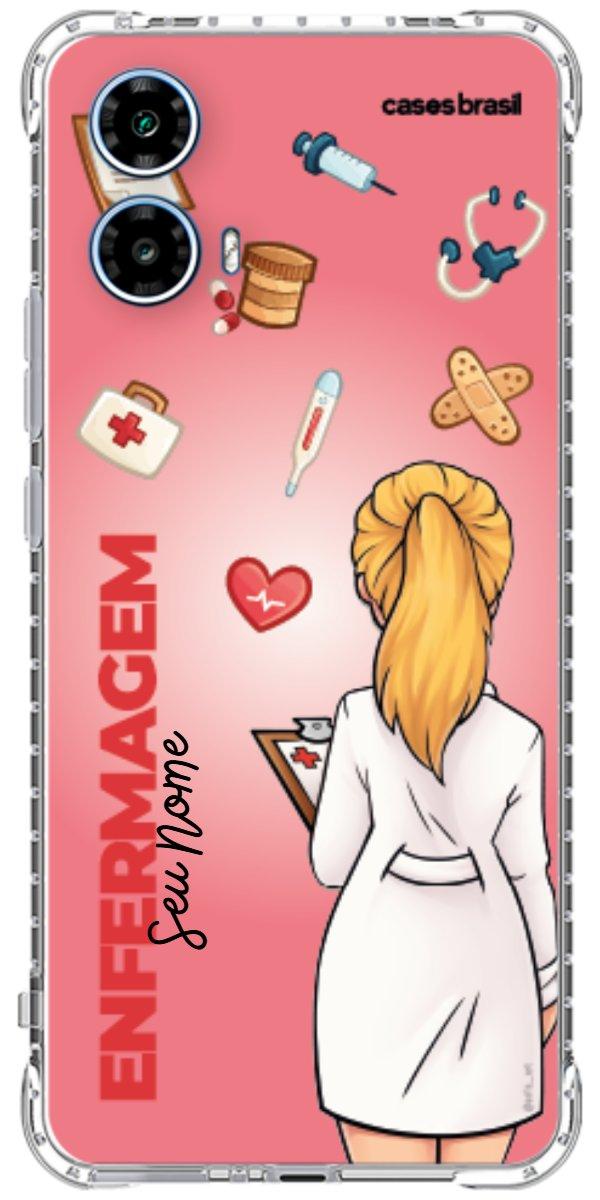 Capinha para celular Enfermagem - Boneca Profissão Com Fundo