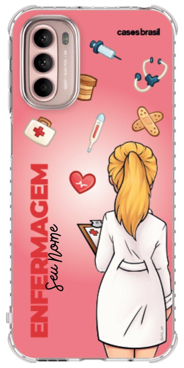 Capinha para celular Enfermagem - Boneca Profissão Com Fundo